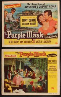 9p381 PURPLE MASK 8 LCs '55 cool images of masked avenger Tony Curtis w/pretty Colleen Miller!