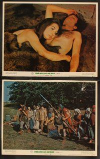 9p525 WALK WITH LOVE & DEATH 8 LCs '69 John Huston, topless Anjelica Huston, romantic images!