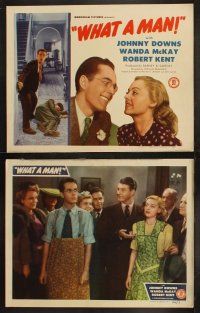 9p530 WHAT A MAN 8 LCs '44 Johnny Downs, Wanda McKay, Robert Kent, cool crime comedy images!