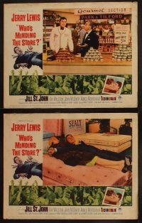 9p538 WHO'S MINDING THE STORE 8 LCs '63 Jerry Lewis is the unhandiest handyman, Jill St. John!