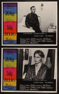 9p564 ZELIG 8 LCs '83 Mia Farrow, John Buckwalter, wacky Woody Allen directed fake mockumentary!