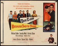 9r059 BECAUSE THEY'RE YOUNG style A 1/2sh '60 great images of young Dick Clark, Tuesday Weld