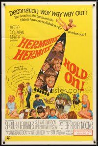 9r038 HOLD ON 1sh '66 rock & roll, great image of Herman's Hermits, Shelley Fabares!