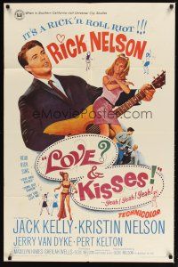 9r020 LOVE & KISSES 1sh + set of 5 LCs '65 Ricky Nelson w/guitar, not rock & roll but Rick & roll!