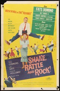 9r052 SHAKE, RATTLE & ROCK 1sh '56 Fats Domino, dancing teens, Rock 'n' Roll vs the Squares!