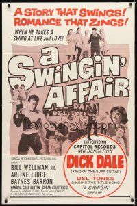 9r055 SWINGIN' AFFAIR 1sh '63 Bill Wellman, Jr, Arline Judge, boxing and rock & roll!