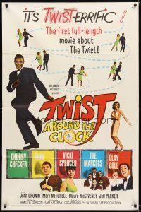 9r056 TWIST AROUND THE CLOCK 1sh '62 Chubby Checker in the first full-length Twist movie!