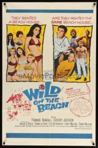 9r028 WILD ON THE BEACH 1sh + 2 LCs '65 Frankie Randall, Sherry Jackson, Sonny & Cher, rock & roll