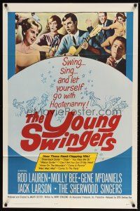 9r018 YOUNG SWINGERS 1sh + set of 8 LCs '63 a real hot Hootenanny with a bundle of young swingers!