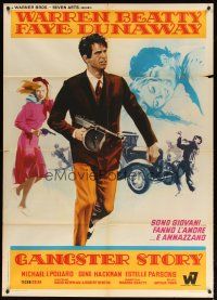 9s149 BONNIE & CLYDE Italian 1p '67 Warren Beatty & Faye Dunaway, different art, Gangster Story!