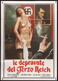 9s174 EAST OF BERLIN Italian 1p '78 Jess Franco, art of depraved girl stripping for Nazi officer!