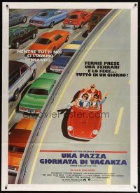 9s182 FERRIS BUELLER'S DAY OFF Italian 1p '87 best different art of Broderick & friends in Ferrari!