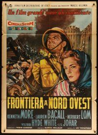 9s242 NORTH WEST FRONTIER Italian 1p '60 sexy Lauren Bacall & soldier Kenneth More, different art!