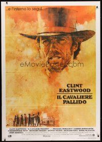 9s250 PALE RIDER Italian 1p '85 great artwork of cowboy Clint Eastwood by C. Michael Dudash!