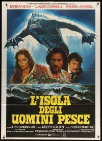 9s282 SOMETHING WAITS IN THE DARK Italian 1p 1979 different art of monster looming over top cast!