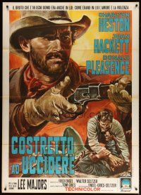 9s313 WILL PENNY Italian 1p '68 different close up art of cowboy Charlton Heston by Antonio Mos!