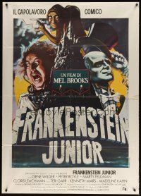 9s316 YOUNG FRANKENSTEIN Italian 1p R1970s Mel Brooks, art of Gene Wilder, Frankenstein Junior!