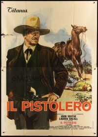 9s101 SHOOTIST Italian 2p '76 different artwork of cowboy John Wayne & horse by Averardo Ciriello!