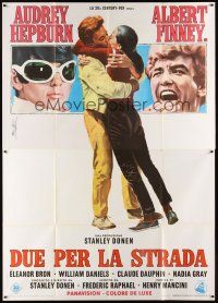 9s116 TWO FOR THE ROAD Italian 2p '67 Nistri art of Audrey Hepburn & Albert Finney, Stanley Donen!
