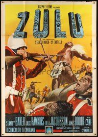 9s125 ZULU Italian 2p '64 Stanley Baker & Michael Caine classic, different art by Enzo Nistri!