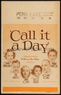 9s366 CALL IT A DAY WC '37 Olivia de Havilland, Ian Hunter, Frieda Inescort, Roland Young!