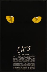 9s371 CATS black style stage play WC '87 Andrew Lloyd Webber, big yellow eyes on black background!