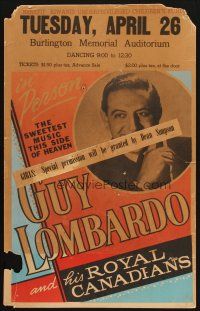 9s439 GUY LOMBARDO & HIS ROYAL CANADIANS 14x22 music WC '50s in person at Kiwanis benefit!