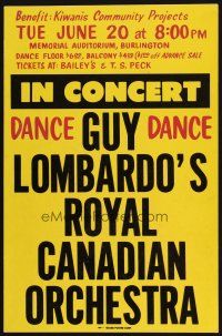 9s440 GUY LOMBARDO'S ROYAL CANADIAN ORCHESTRA 14x22 music WC '50s in person at Kiwanis benefit!