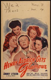9s449 HENRY ALDRICH GETS GLAMOUR WC '43 Jimmy Lydon surrounded by pretty redheads & brunettes!