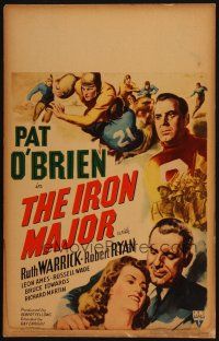 9s477 IRON MAJOR WC '43 Pat O'Brien plays football in the military, great sports art!