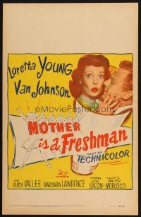 9s529 MOTHER IS A FRESHMAN WC '49 art of Loretta Young & Van Johnson, the cheer leader of the year
