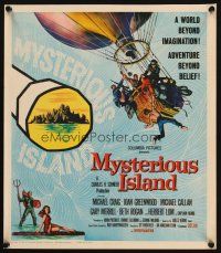 9s535 MYSTERIOUS ISLAND WC '61 Ray Harryhausen, Jules Verne sci-fi, cool hot-air balloon art!