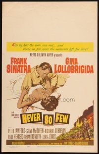 9s536 NEVER SO FEW WC '59 artwork of Frank Sinatra & sexy Gina Lollobrigida laying in bed!