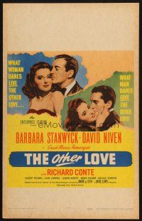 9s543 OTHER LOVE WC '47 David Niven gave Barbara Stanwyck love but Conte gave her the other kind!