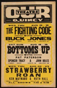 9s544 OUR THEATRE AUG 15 WC '34 The Fighting Code with Buck Jones, Strawberry Roan w/ Ken Maynard!