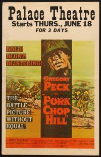 9s558 PORK CHOP HILL WC '59 Lewis Milestone directed, cool art of Korean War soldier Gregory Peck!