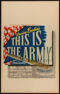 9s612 THIS IS THE ARMY WC '43 Irving Berlin musical, Lt. Ronald Reagan, cool patriotic design!