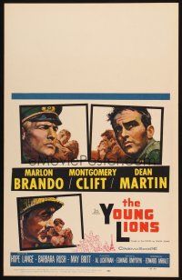 9s649 YOUNG LIONS WC '58 art of Nazi Marlon Brando, Dean Martin & Montgomery Clift!