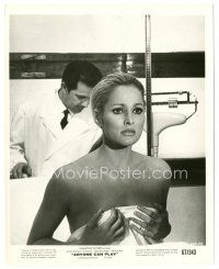 9t337 ANYONE CAN PLAY 8x10 still '68 sexy Ursula Andress naked under sheet in doctor's office!