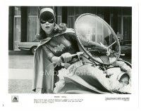 9t345 BATMAN TV 8x10 still '68 c/u of sexy Yvonne Craig as Batgirl astride her Batcycle!