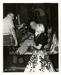 9t089 BRING YOUR SMILE ALONG candid 8x10 still '55 Constance Towers w/cameraman from her 1st movie!