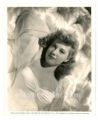 9t473 DINAH SHORE 8x10 still '44 close up of the pretty singer laying down in beautiful dress!