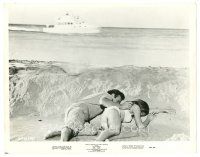 9t491 DR. NO 8x10 still R66 Sean Connery as James Bond & Ursula Andress taking cover on beach!