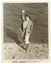 9t503 EDWARD G. ROBINSON 8x10 still '34 great full-length portrait with rifle & pipe by river!