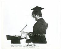 9t574 GRADUATE 8x10 still '68 c/u of Dustin Hoffman in cap & gown reading graduation speech!