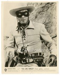 9t697 LONE RANGER 8x10 still '56 best close up of masked hero Clayton Moore with gun drawn!
