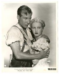 9t769 MUSIC IN THE AIR 8x10 key book still '34 c/u of Douglass Montgomery holding pretty June Lang!