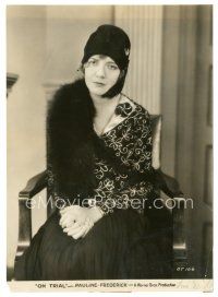 9t796 ON TRIAL 7x9.75 still '28 seated close up of Lois Wilson with fur boa & great dress!