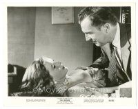 9t939 TINGLER 8x10 still '59 c/u of mad scientist Vincent Price holding down Patricia Cutts!