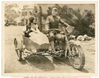 9t292 WHAT PRICE GLORY candid 8x10 still '26 Edmund Lowe gives Dolores Del Rio a motorcycle ride!